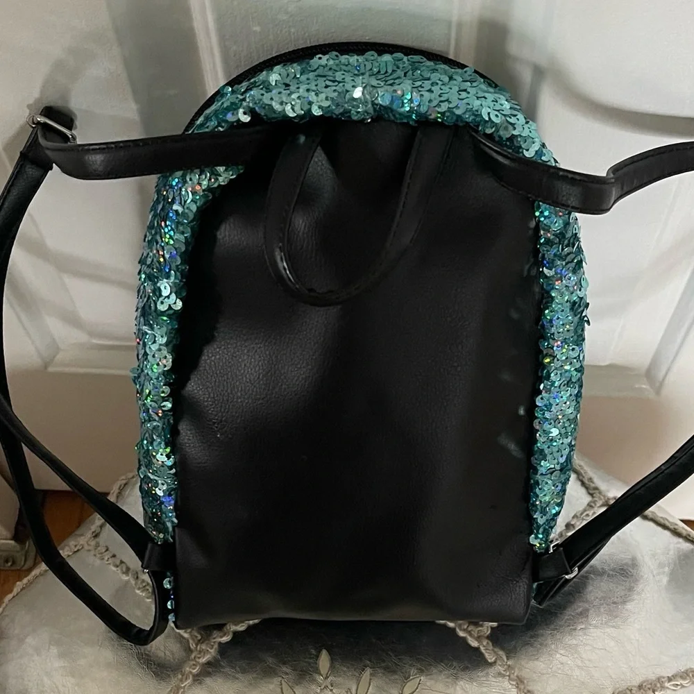 NWOT JUSTICE Backpack in Bright Blue Sparkles with handle and adjustable straps